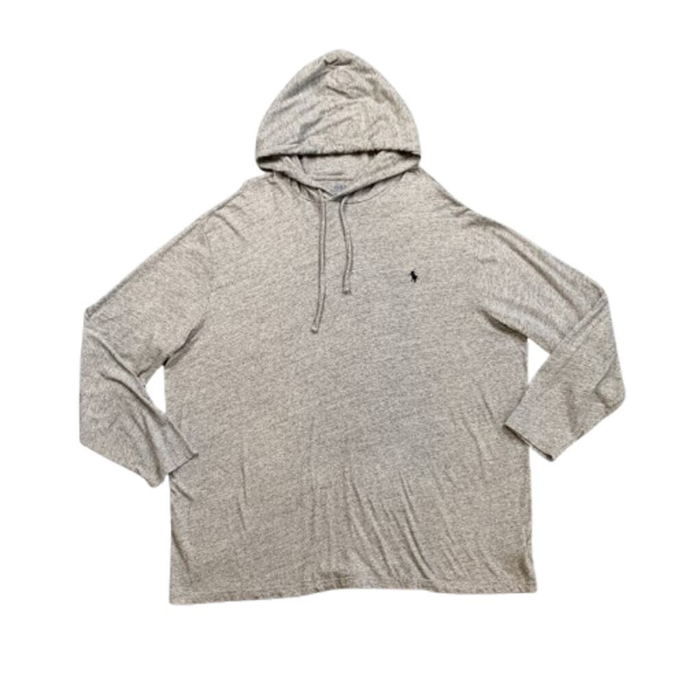 Polo Ralph Lauren Hooded Shirt Mens 3XB Big Gray Cotton Heathered Lightweight